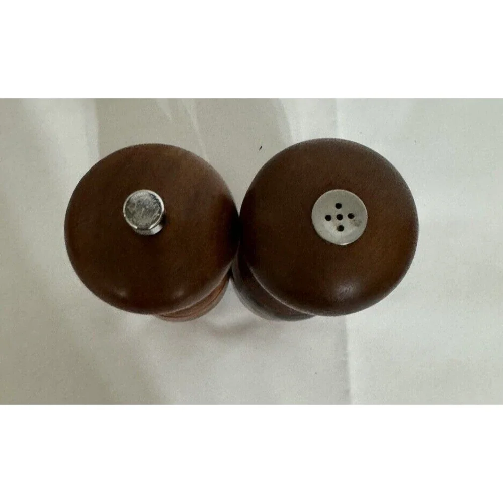 Vintage Set of Mr. Dudley Solid Wood Pepper Grinder Mill and Salt Shaker 7